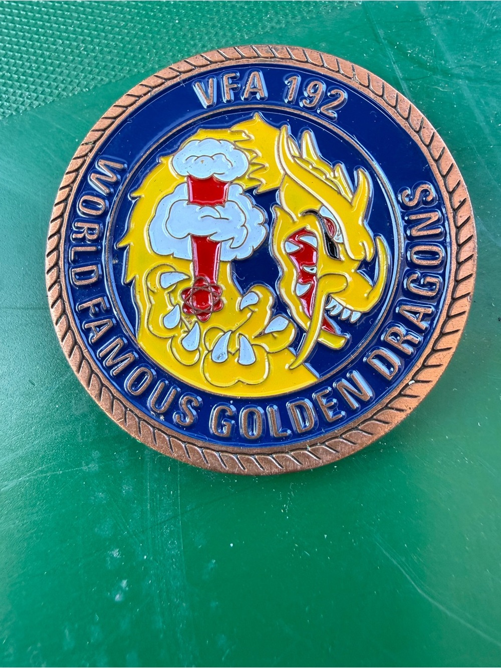 VFA 192 World Famous Golden Dragons Commemorative Coin - Yellow/Blue